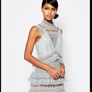 Self Portrait Blue Teardrop Lace Mini Dress